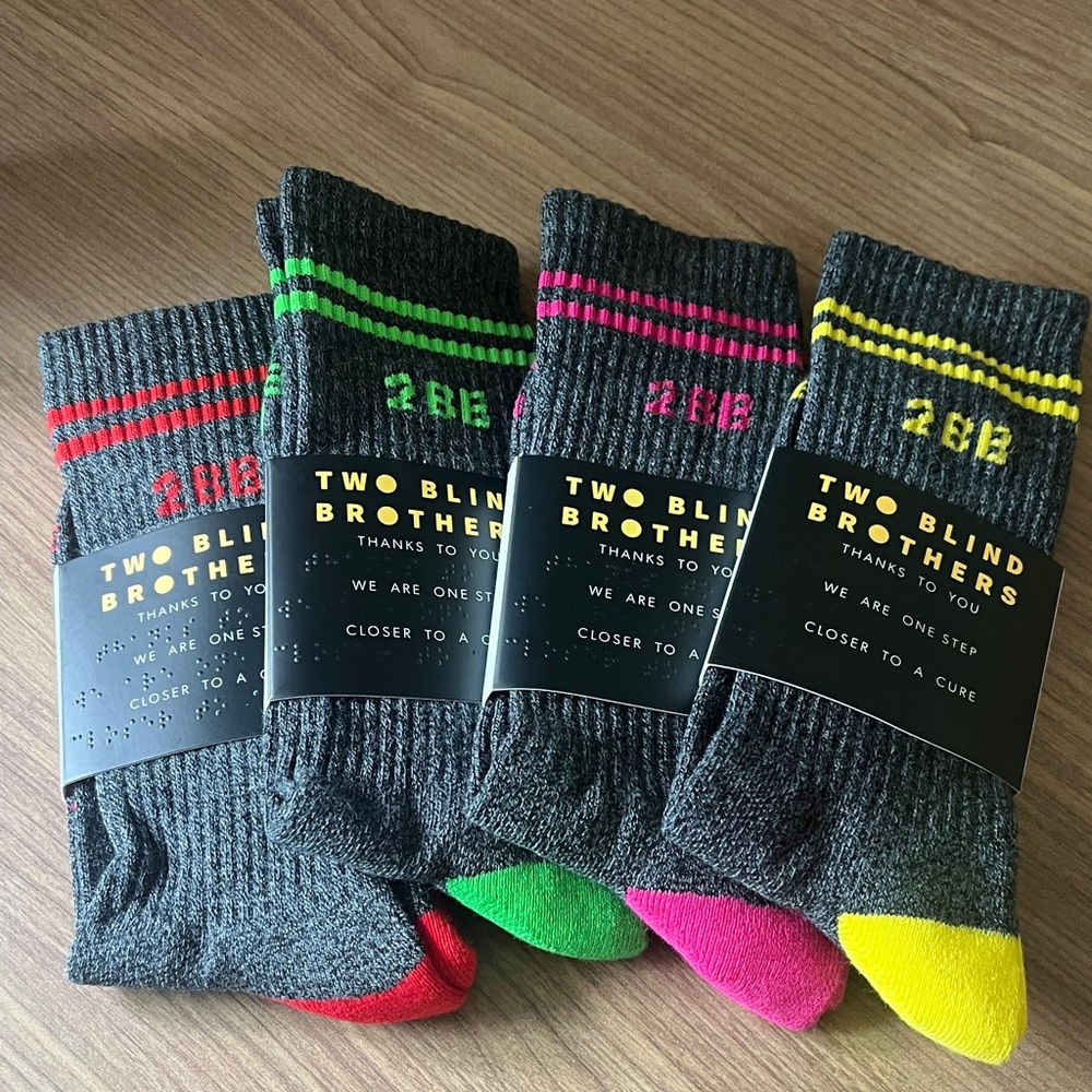 NWT Crew Socks - Gray with Neon Accents (4-Pack)